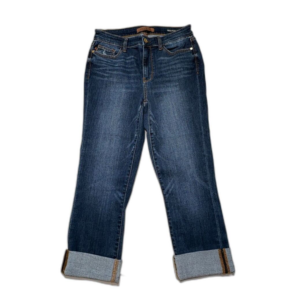 Judy Blue Melanie Capri Jeans Women 9/29 Dark Wash Cuffed Skinny Stretch Denim